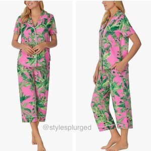 NWT Room Service 2-piece Pajama Set (Pink Palm) size small
